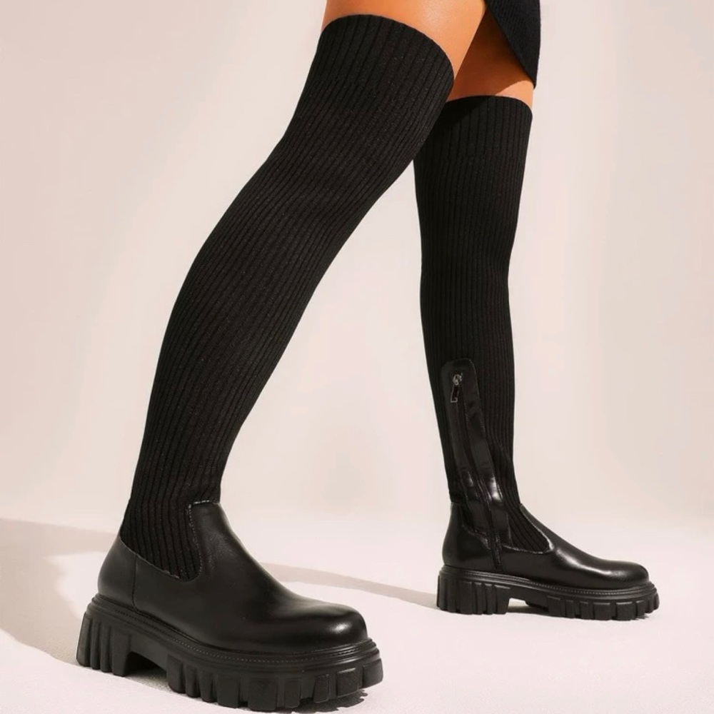 Womens sock boots over the knee